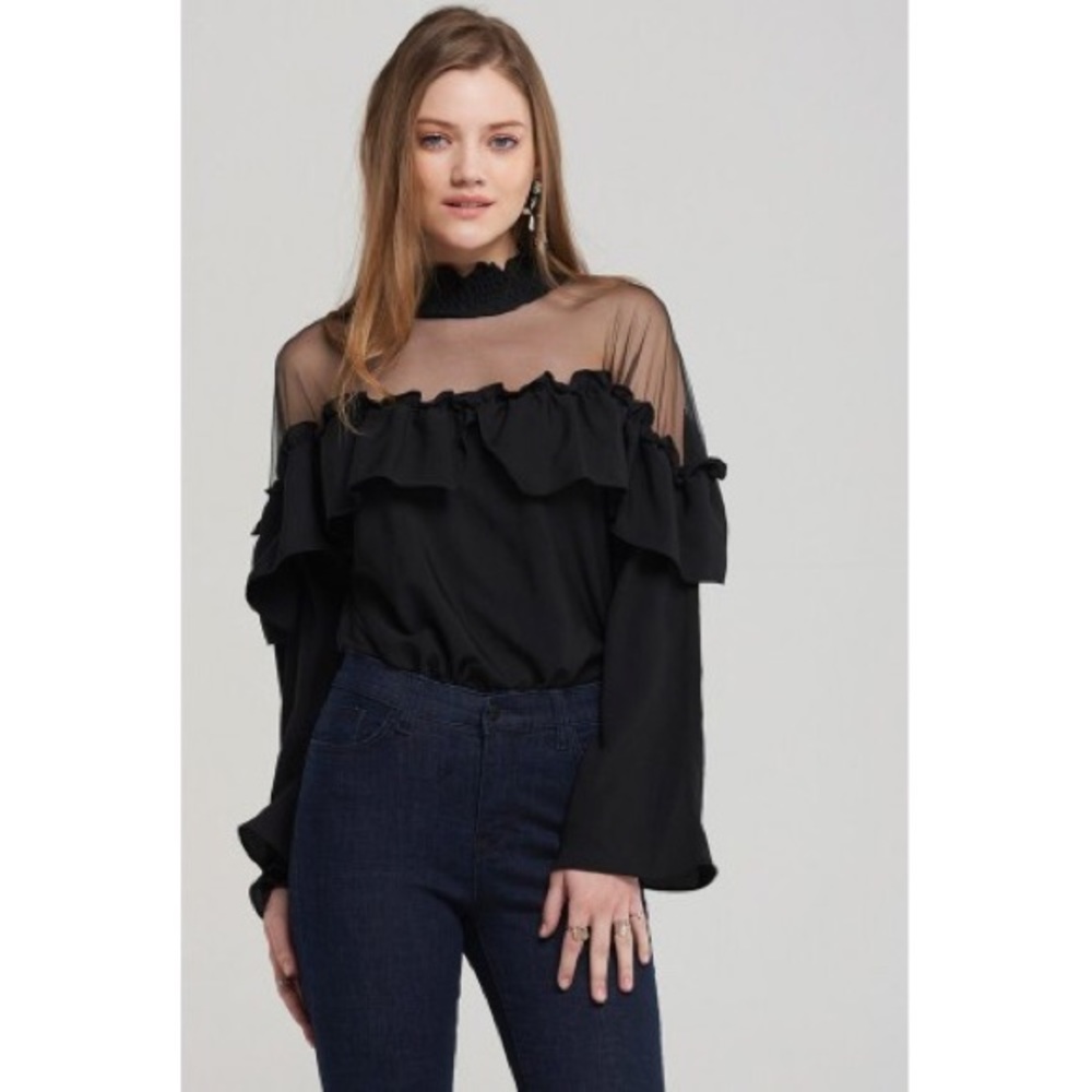 Black sheer blouse - size small - NWT